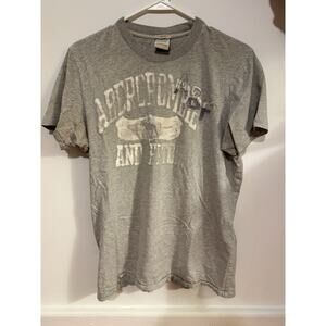 VTG Abercrombie Fitch Shirt Mens L Gray Muscle Short Sleeve Graphic Logo Tee Y2K